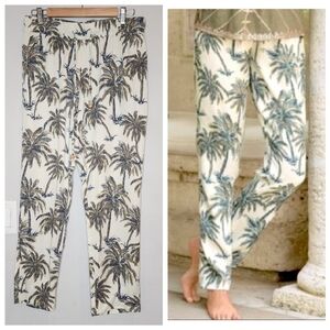 Soft Surroundings Lyocell Pull On Tropical Palm Tree Print Pants Size medium